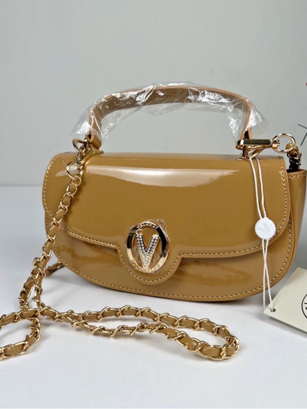 NWT Valentino Orlandi Top Handle and Removable Straps Taupe Small Handbag